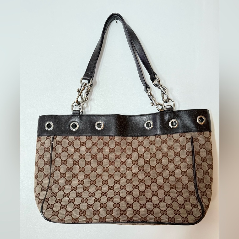 Source Unknown Beige and Brown Patterned Shoulder… - image 1